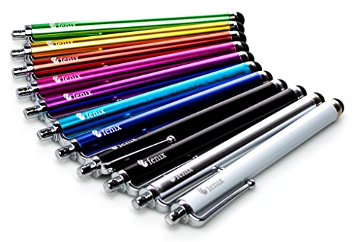 Product Cover Fenix - Pack of Eleven Rainbow Universal Stylus Pen with Soft Rubber Tip for iPhone 4/5/5c/6/6+, iPad/iPad Air/iPad Mini, Samsung Galaxy S4/S5/S6/Edge, Kindle Fire, Surface Pro and Much More