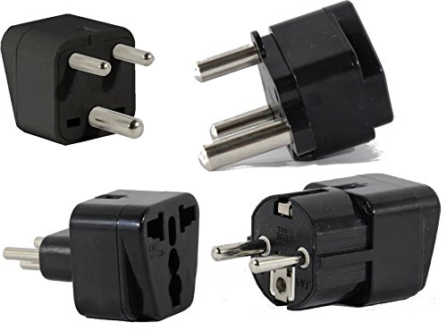 Product Cover US to SOUTH AFRICA Travel Adapter Plug for USA/Universal to AFRICA Type M N D E (C/F) AC Power Plugs Pack of 4