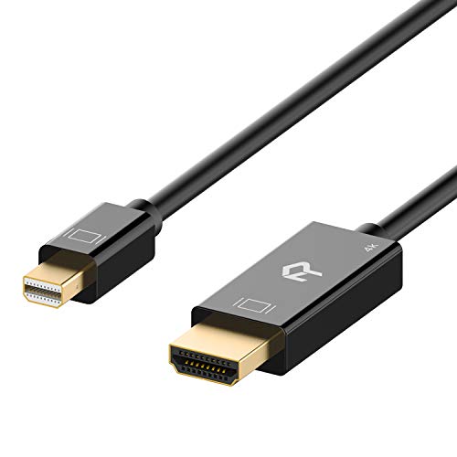 Product Cover Rankie Mini DisplayPort (Mini DP) to HDMI Cable, 4K Resolution Ready, 6 Feet, Black