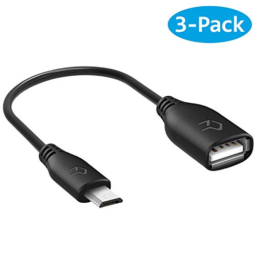Product Cover Rankie Micro USB (Male) to USB 2.0 (Female) Adapter, On-The-Go (OTG) Convertor Cable, 3-Pack, Black