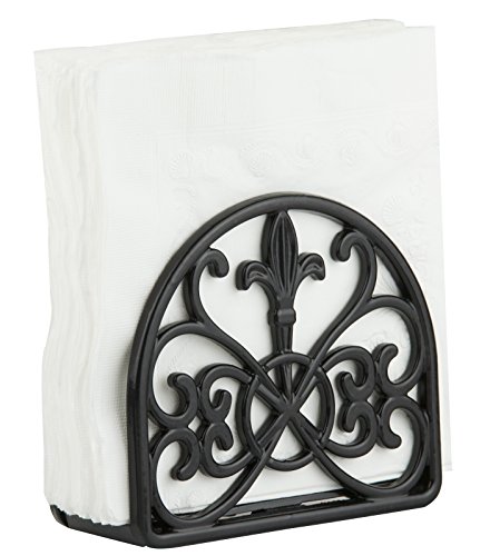 Product Cover Home Basics NH44398 Cast Iron Paper Napkin Holder/Freestanding Tissue Dispenser for Kitchen Countertops, Dining, Picnic Table, Indoor & Outdoor Use, Black