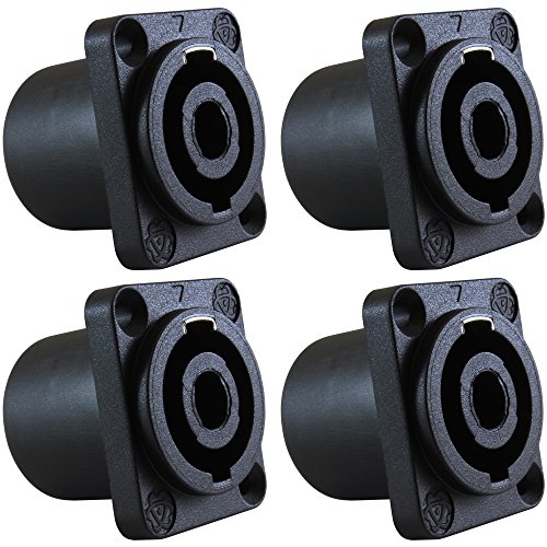 Product Cover GLS Audio Speaker Jack Twist Lock 4 Pole Square (Rectangle) - Compatible with Neutrik Speakon NL4MP, NL4MPR, NL4FC, NL4FX, NLT4X, NL4 Series, NL2FC, NL2, Speak-On - 4 Pack
