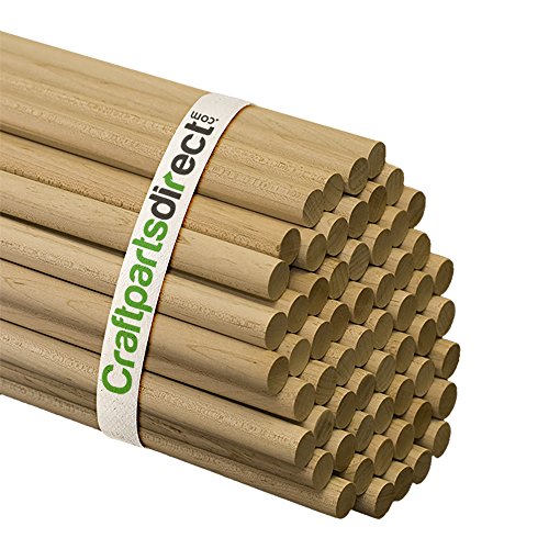 Product Cover 5/8 Inch x 48 Inch Wooden Dowel Rods - Unfinished Hardwood Dowels for Crafts & Woodworking - by Craftparts Direct - Bag of 5