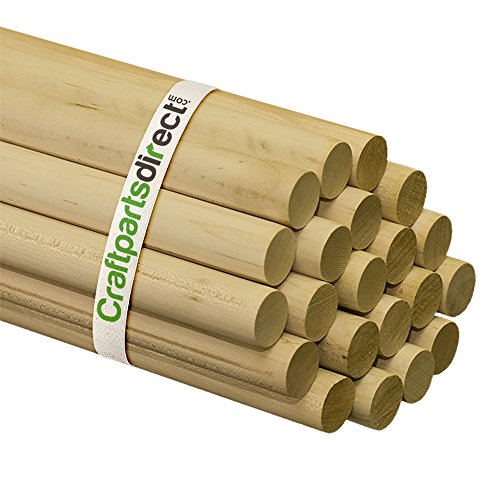 Product Cover 1 Inch x 48 Inch Wooden Dowel Rods - Unfinished Hardwood Dowels for Crafts & Woodworking - by Craftparts Direct - Bag of 5