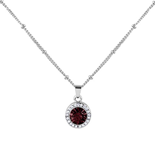 Product Cover Lux Accessories Garnet Siam January Birthstone Pendant Disc Pave Charm Pendant Necklace Birthday Stone