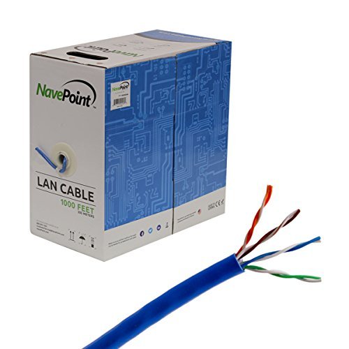 Product Cover NavePoint CAT6 (CCA) Ethernet Network Cable / Wire UTP Pull Box 1000ft Cat-6 Blue