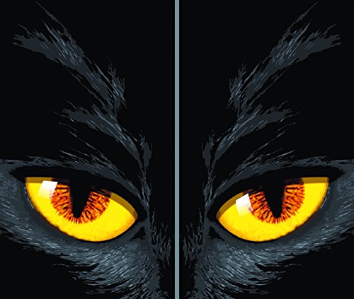 Product Cover Window Poster Halloween Yellow Cat Eyes by WOWindows USA-made Decoration Includes 2 Reusable 34.5