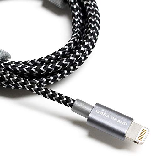 Product Cover [Apple MFi Certified] Tera Grand Lightning to USB Braided Cable with Aluminum Housing, 4 Feet for iPhone 11 Pro Max 11 Pro 11 XS XS Max XR X 8 8 Plus 7 7 Plus iPad Pro Air Mini iPod (Black & White)