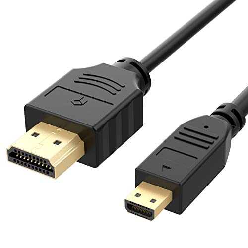 Product Cover Rankie Micro HDMI to HDMI Cable, Supports Ethernet, 3D, 4K and Audio Return, 6 Feet, Black