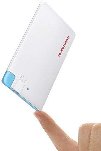 Product Cover Ultra-Slim Ultra-Portable Ultra-Safe 2500mAh Wallet Pocket Power Card Power Bank, ONE-for-All External Mini Battery for Most Smart Phone and Digital Devices(White with Lightning Adapter)