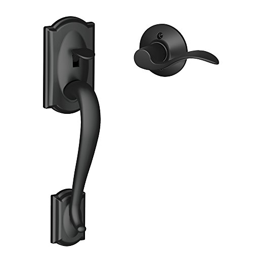 Product Cover Schlage FE285 CAM 622 Acc LH Camelot Trim Lower Half Front Entry Handleset with Accent Left Hand Lever, Matte Black