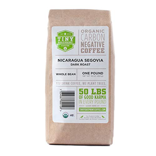 Product Cover Tiny Footprint Coffee Organic Fair Trade Nicaragua Segovia Dark Roast Whole Bean, 1 Pound