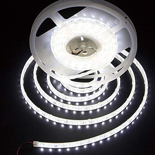 Product Cover LEDMY Led Strip Waterproof Led Light Strip Super Bright DC12V 24W SMD3528 300LEDs IP68 Led Underwater Lights Cool White 6000K 5Meter/ 16.4Feet Using for Homes Kitchen Cabinet Lights and Outdoor