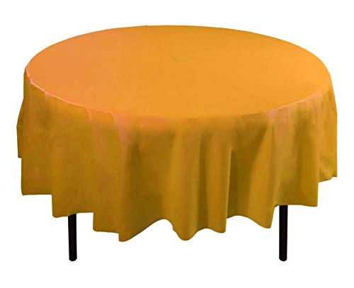 Product Cover 12-Pack Premium Plastic Tablecloth 84in. Round Table Cover - Yellow