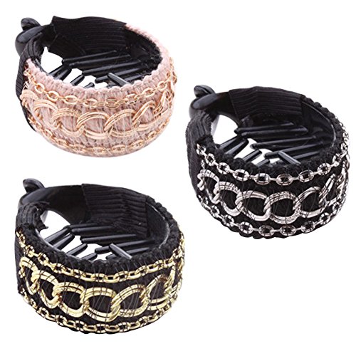 Product Cover Polytree 3pcs Women's Fashion Chain Hair Clip Barrette Ponytail Holder