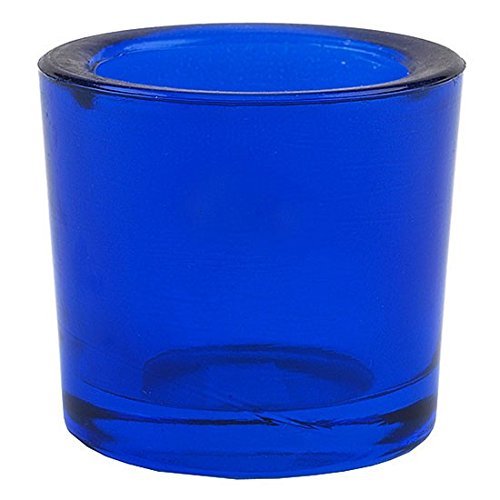 Product Cover Bluecorn Beeswax Heavy Glass Votive and Tea Light Candle Holders (1, Dark Blue)