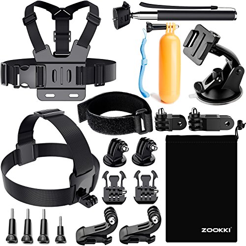 Product Cover Zookki Accessories Kit for Gopro Hero 7 6 5 4 3, Action Camera Accessories for Xiaomi Yi 4K/WiMiUS/Lightdow/DBPOWER, Black Silver