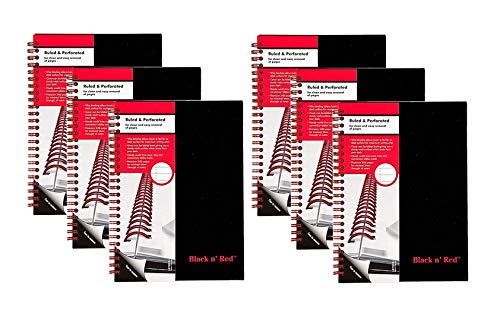 Product Cover Black n' Red Twin Spiral Hardcover Notebook, Medium, Black/Red, 70 Ruled Sheets, Pack of 6 (L67000)