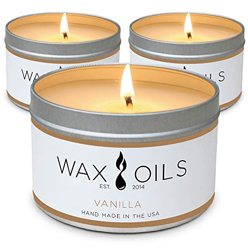Product Cover Wax and Oils Soy Wax Aromatherapy Scented Candles, Vanilla, 8 oz (Pack of 3)