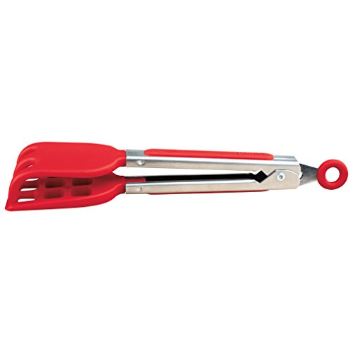 Product Cover Tovolo Mini Silicone Easy-Grip Waffle Tongs, Non-Slip Handle, Candy Apple Red