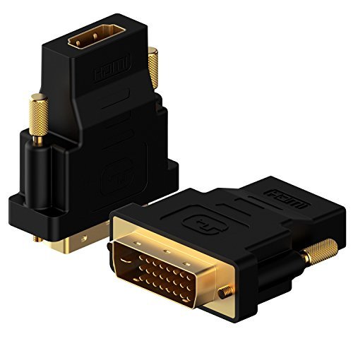 Product Cover Rankie DVI to HDMI Adapter, Gold-Plated Converter, 2-Pack, Black