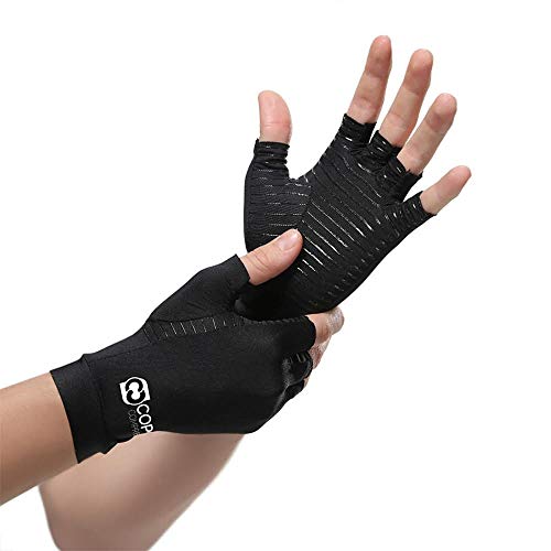 Product Cover Copper Compression Arthritis Gloves - Guaranteed Highest Copper Content. Best Copper Infused Fit Glove for Women and Men. Carpal Tunnel, Computer Typing, and Everyday Support for Hands (1 Pair)