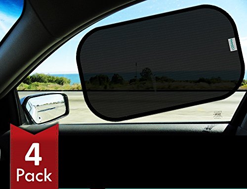Product Cover kinder Fluff Car Sun Shade (4px) -80 GSM with 15s Film (Highest Possible) for Full UV Protection-2 Transparent and 2 Semi-Transparent Sunshades