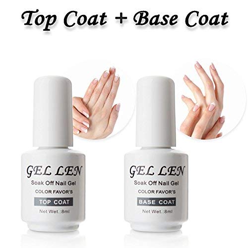 Product Cover Gellen Coat & Base Coat Set 10ml 0.33 Oz Each for Soak Off Gel Nail Polish Quick Dry Long Lasting