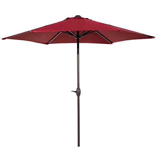 Product Cover Abba Patio Outdoor Patio Umbrella 9-Feet Aluminum Market Table Umbrella with Push Button Tilt and Crank, Red