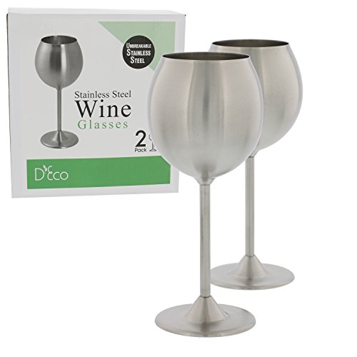 Product Cover Stainless Steel Unbreakable Wine Glasses- Set of 2 Premium Quality 12 Ounce Wine Glasses