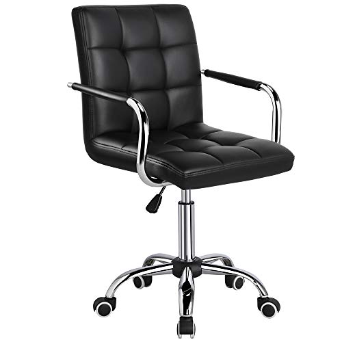 Product Cover Yaheetech Desk Chair - Office Chair with Arms/Wheels for Teens/Students Swivel Faux Leather Home Computer Black