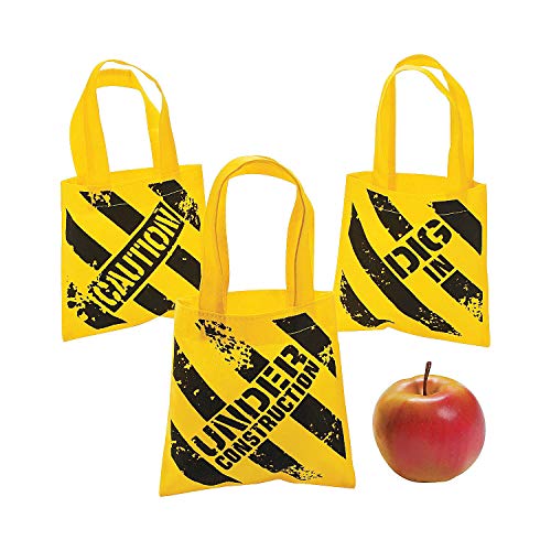 Product Cover Fun Express - Mini Construction Zone Tote Bags for Birthday - Apparel Accessories - Totes - Novelty Totes - Birthday - 12 Pieces