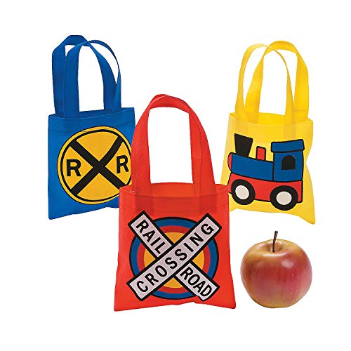Product Cover Mini Train Party Tote Bags (12 pack of bright colors) Favor Bags and Party Supplies