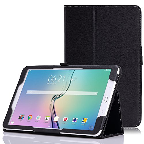 Product Cover MoKo Samsung Galaxy Tab E 9.6 Case - Slim Folding Cover for Samsung Galaxy Tab E Wi-Fi/Tab E Nook 9.6-Inch Tablet Verizon 4G LTE Version, Black (NOT FIT Tab E 8.0 inch Tablet)