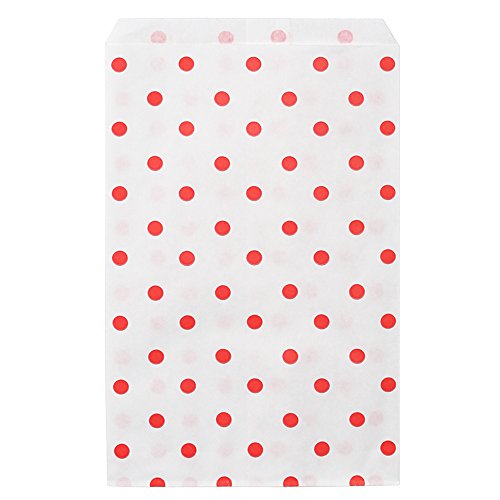 Product Cover 200 pcs Red Polka Dot Paper Merchandise Gift Bags Shopping Sales Tote Bags 6