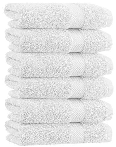 Product Cover Luxury White Hand Towels - Soft Circlet Egyptian Cotton | Highly Absorbent Hotel spa Bathroom Towel Collection | 16x30 Inch | Set of 6