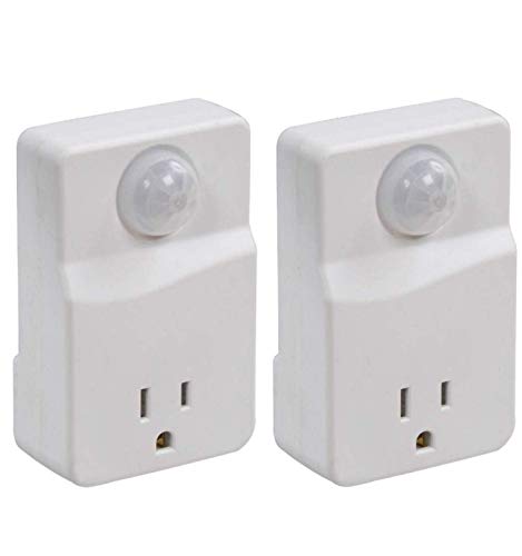 Product Cover Motion Sensor Light Control - Outlet Plug-in Controller Turns On Indoor Lights When Movement Is Detected - LED Compatible, Ideal For Dark Rooms, Hallways -25ft Detection, 100 Degree Zone, MLC4BC