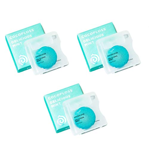 Product Cover COCOFLOSS Coconut-oil infused luxury dental floss | Dentist Designed | Vegan and Cruelty-Free, GF | Floss Party for Men & Women | 6 month Supply (32 Yds x 3 Units) | Mint