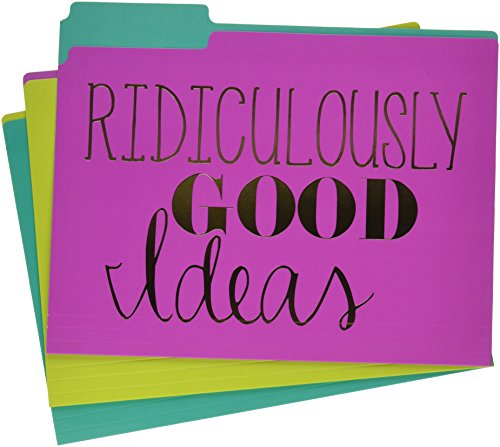 Product Cover Roobee Gold Brilliant Thoughts, Ridiculously Good Ideas, File & Forget Decorative File Folders (Set of 9)