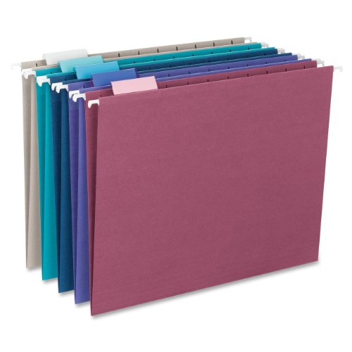 Product Cover Smead Hanging File Folder with Tab, 1/5-Cut Adjustable Tab, Letter Size, Assorted Colors, 25 per Box (64056)