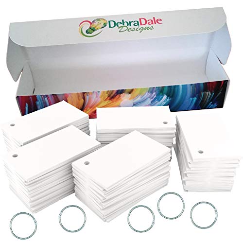 Product Cover Debra Dale Designs - Made in The USA - 1,100 Small Blank Study Flash Cards - 110# White Smooth Index - Single Hole Punched with 5 Metal Binder Rings - 2