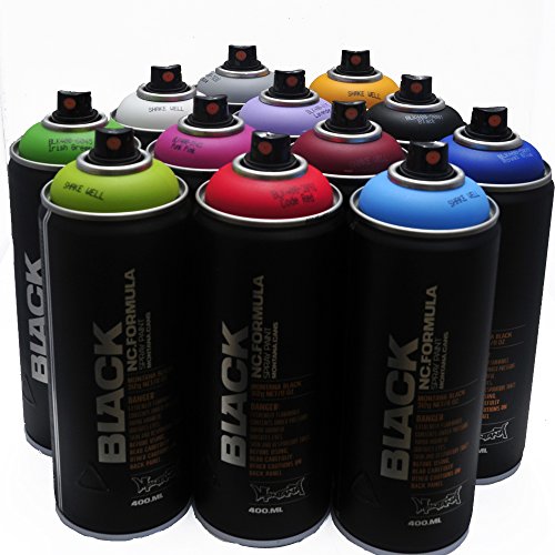 Product Cover Montana BLACK 400ml Popular Colors Set of 12 Graffiti Street Art Mural Spray Paint