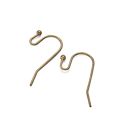Product Cover Pandahall 100pcs Antique Bronze Brass S Hook Ball-End Earwire Earring Hooks for Earring Dangle Making Lead Free & Cadmium Free & Nickel Free 22x11mm