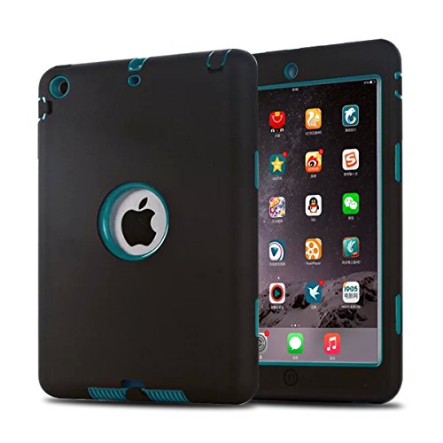 Product Cover MAKEIT CASE iPad Mini Case iPad Mini 2 Case 3in1 Hybrid Shockproof Case for iPad Mini 1 2 3 Generation (Black/Dark Green)