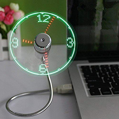 Product Cover ONXE USB LED Clock Fan with Real Time Display Function,USB Clock Fans,Silver,1 Year Warranty