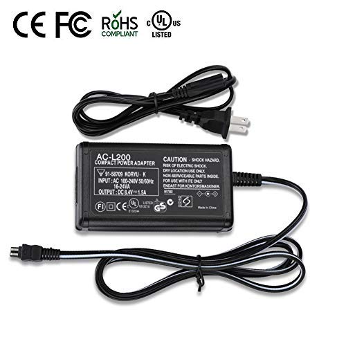 Product Cover AC-L200C AC Power Adapter Charger For Sony HDR-SR12, DCR-SR42, DCR-SR45, DCR-SR46, DCR-SR47, DCR-SR68, DCR-SX40, DCR-SX41, DCR-SX44, DCR-SX45, DCR-SX60, DCR-SX63, DCR-SX65, DCR-SX85 Handycam Camcorder