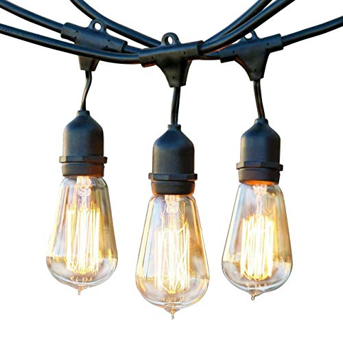 Product Cover Brightech Ambience Pro - Waterproof Incandescent Outdoor String Lights - Hanging Vintage Edison Filament Bulbs - 48 Ft Industrial Lights Create Ambience On Your Deck, Balcony