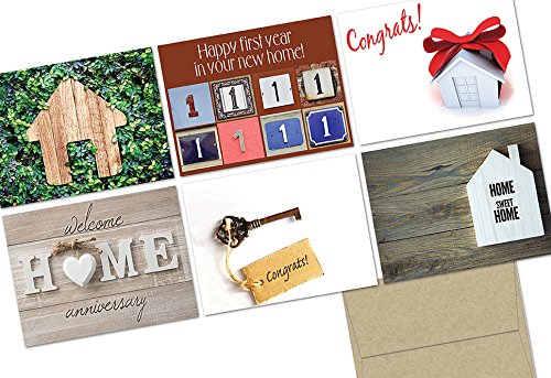 Product Cover Note Card Cafe Realtor Greeting Cards with Kraft Kraft Envelopes | 72 Pack | New Home Assortment | Blank Inside, Glossy Finish | Set for Greeting Cards, Housewarming, New Home, Thank You