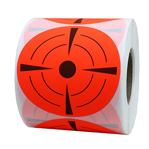 Product Cover Hybsk Target Pasters 3 Inch Round Adhesive Shooting Targets - Target Dots - Fluorescent Red and Black (Fluorescent Red)