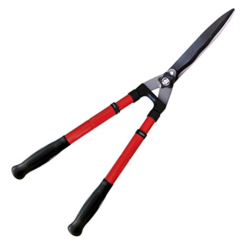 Product Cover TABOR TOOLS Hedge Shears for Trimming Borders, Boxwood, and Bushes. Telescopic Hedge Clippers 25 Inch Handles with 8 Inch Extension. B212A. (Wavy Blade, Extendable Steel Handles)